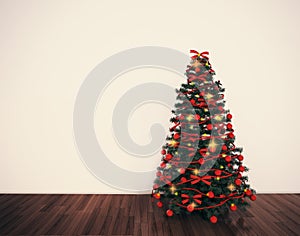 christmas tree in empty living room