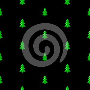 Christmas tree endless texture isolated on the black background. Vector illustration