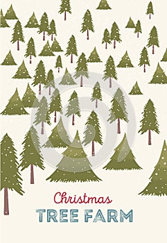 Christmas tree farm vector illustration.