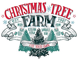 Christmas tree farm vintage sign