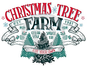 Christmas tree farm vintage sign photo