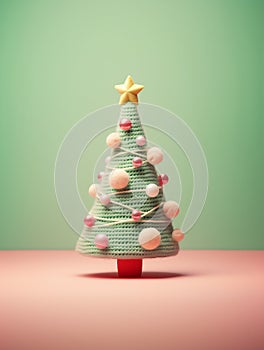 Christmas tree felt craft. Pink and green festive colors