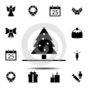 Christmas tree, fir-tree in the snow icon. Simple glyph vector element of Christmas, New Year and holidays icons set for UI and UX