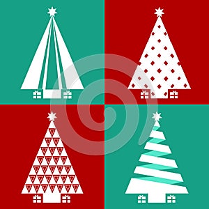 Christmas tree flat design set