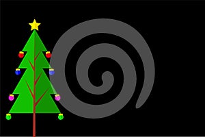 Christmas Tree - Flat Icon at Black Background