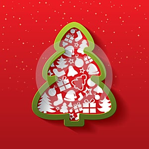 Christmas tree of flat icons. New Year.