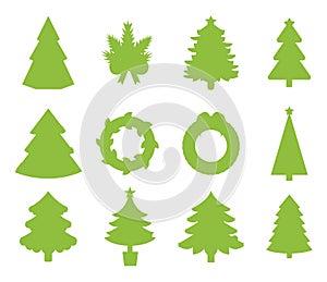 Christmas tree flat icons set