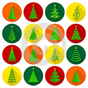 Christmas tree flat round buttons