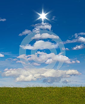 Christmas tree formed in the sky.