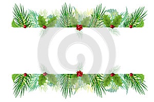 Christmas tree frame border banner vector image