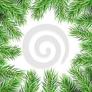 Christmas Tree Frame. Fir Branches Greeting Card. Winter Holidays Decoration