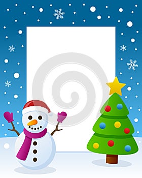 Christmas Tree Frame - Happy Snowman