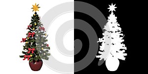Christmas tree 3- Front view white background alpha png 3D Rendering Ilustracion 3D photo
