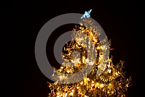 Christmas tree with garlands.