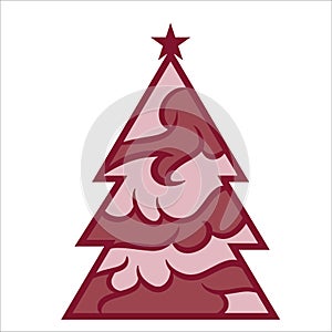 Christmas tree geometric shape with abstract pattern icon vector art