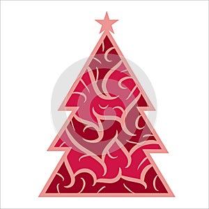 Christmas tree geometric shape with abstract pattern icon vector art