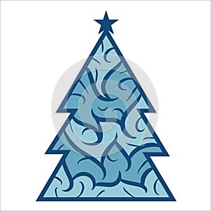 Christmas tree geometric shape with abstract pattern icon vector art