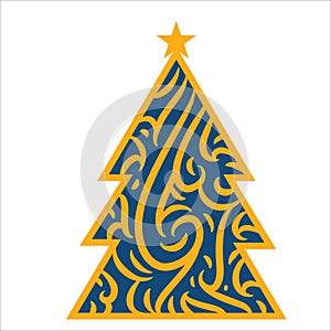 Christmas tree geometric shape with abstract pattern icon vector art