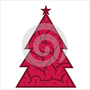 Christmas tree geometric shape with abstract pattern icon vector art