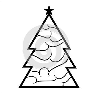 Christmas tree geometric shape with abstract pattern icon vector art