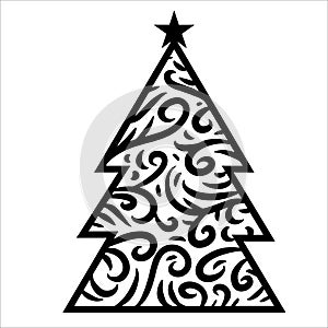 Christmas tree geometric shape with abstract pattern icon vector art