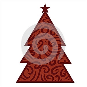 Christmas tree geometric shape with abstract pattern icon vector art