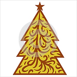 Christmas tree geometric shape with abstract pattern icon vector art