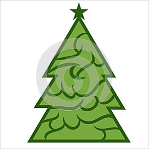 Christmas tree geometric shape with abstract pattern icon vector art