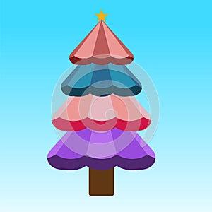 Christmas tree geometric shape with abstract pattern icon vector art