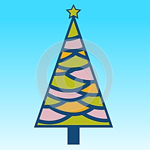 Christmas tree geometric shape with abstract pattern icon vector art