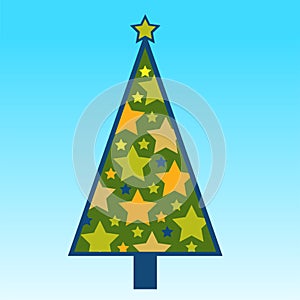 Christmas tree geometric shape with abstract pattern icon vector art