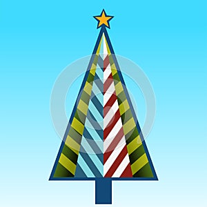 Christmas tree geometric shape with abstract pattern icon vector art