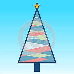 Christmas tree geometric shape with abstract pattern icon vector art