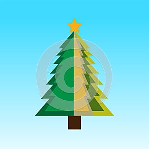 Christmas tree geometric shape with abstract pattern icon vector art