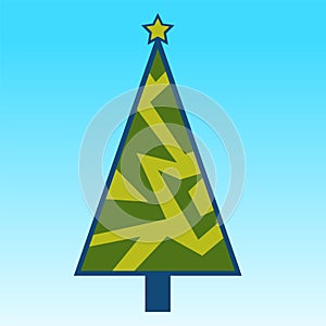 Christmas tree geometric shape with abstract pattern icon vector art