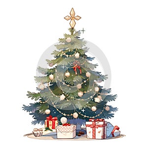 Christmas tree with gift box, element for Christmas day design