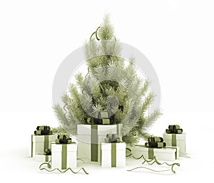 Christmas tree and gift boxes