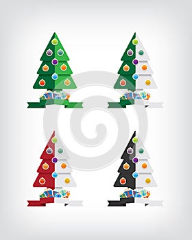 Christmas tree and gifts abstract illustration