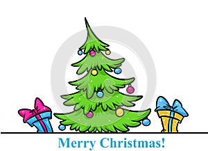 Christmas tree gifts cartoon
