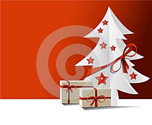 Christmas tree with gifts - holiday background