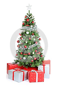 Christmas tree gifts present decoration isolated on white