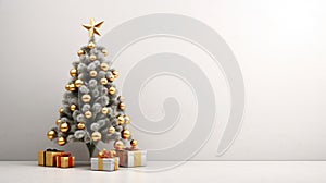 Christmas tree and gifts on a white background