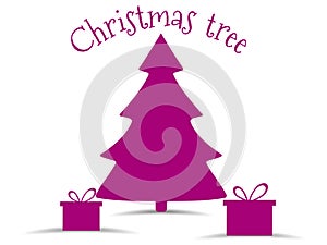 Christmas tree with gifts on a white background. Vector
