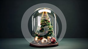 Christmas tree in a glass globe