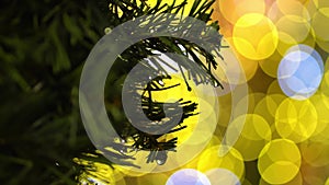 Christmas tree with gold bokeh light