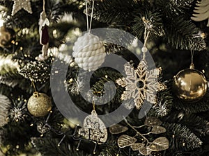 Christmas tree with gold and white decoration