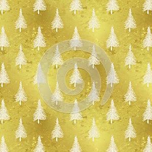 Christmas Tree Gold White Faux Foil Trees Background