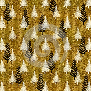 Christmas Tree Gold White Faux Foil Trees Background