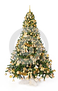 Christmas tree with golden decoration