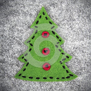 Christmas tree on gray felt